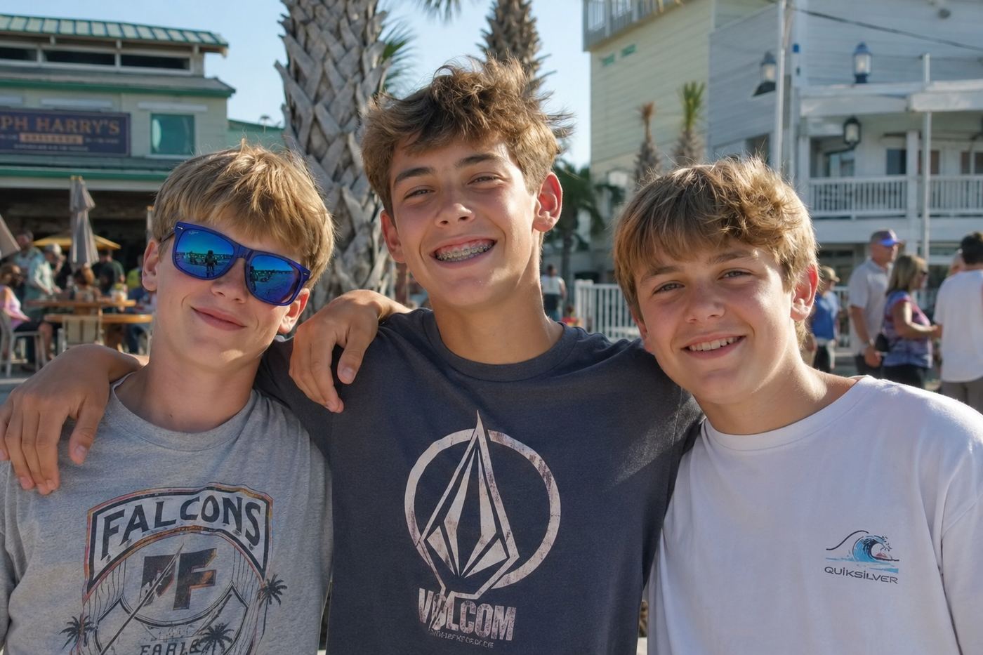 Kids with braces enjoying the Fort Walton Beach boardwalk